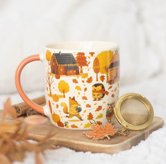 JUEGO DE TAZA Y COLADOR DE TÉ OTOÑO