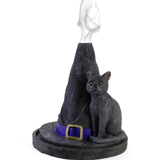 QUEMADOR PORTA CONOS DE INCIESO SOMBRERO DE BRUJA  GATO
