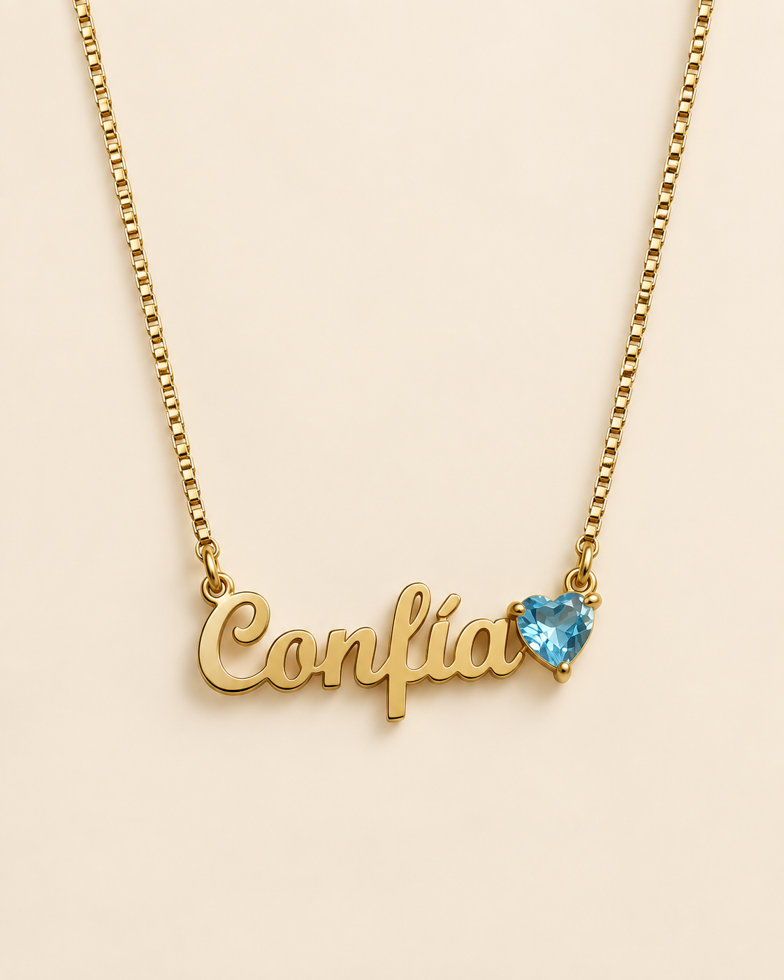 Collar “Confía” con corazón azul