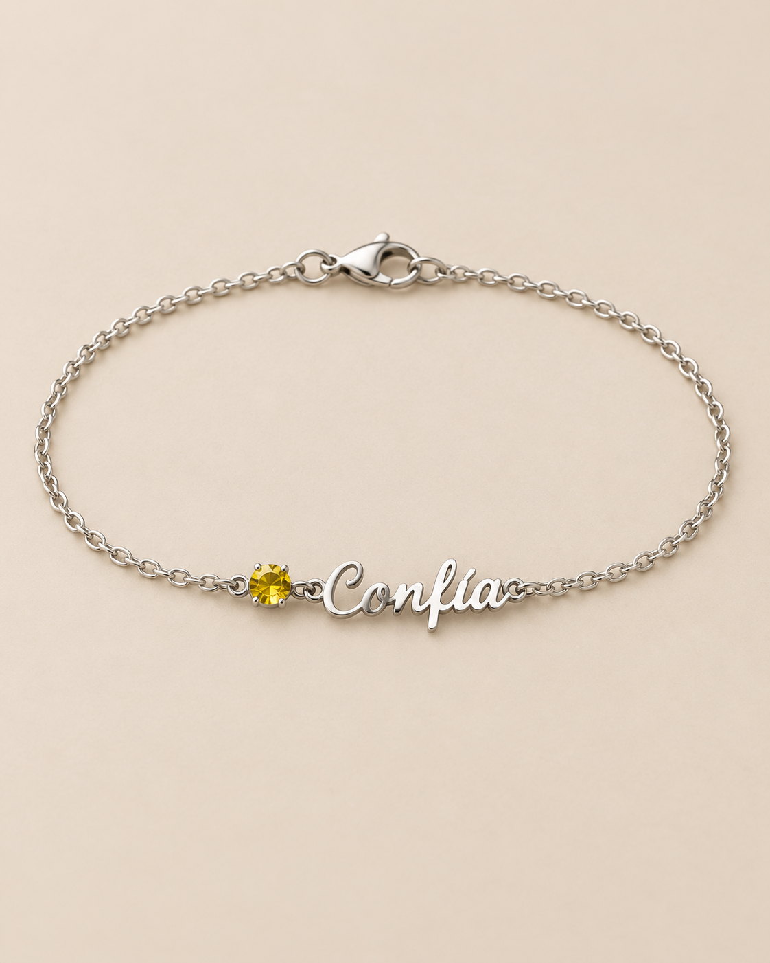 Pulsera “Confía” con citrino · Plateada