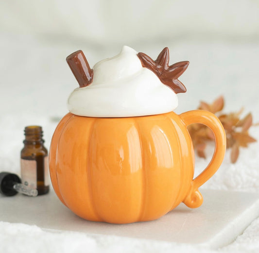 QUEMADOR DE ACEITE Y CALENTADOR DE CERA DE CALABAZA CON TAPA