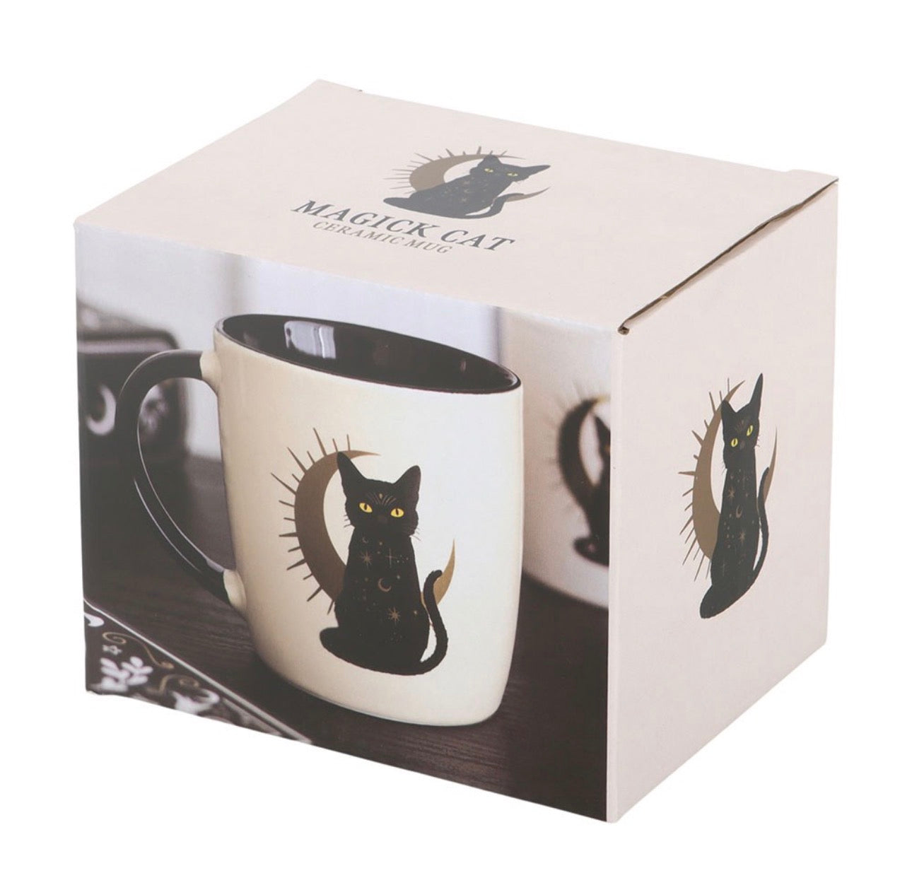 TAZA DE GATO NEGRO MÁGICO SENTADO