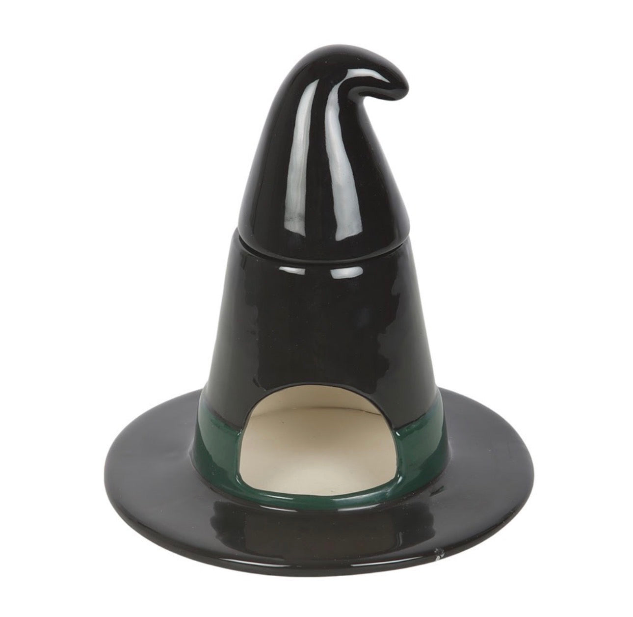 QUEMADOR DE ACEITE CON FORMA DE SOMBRERO DE BRUJA NEGRO
