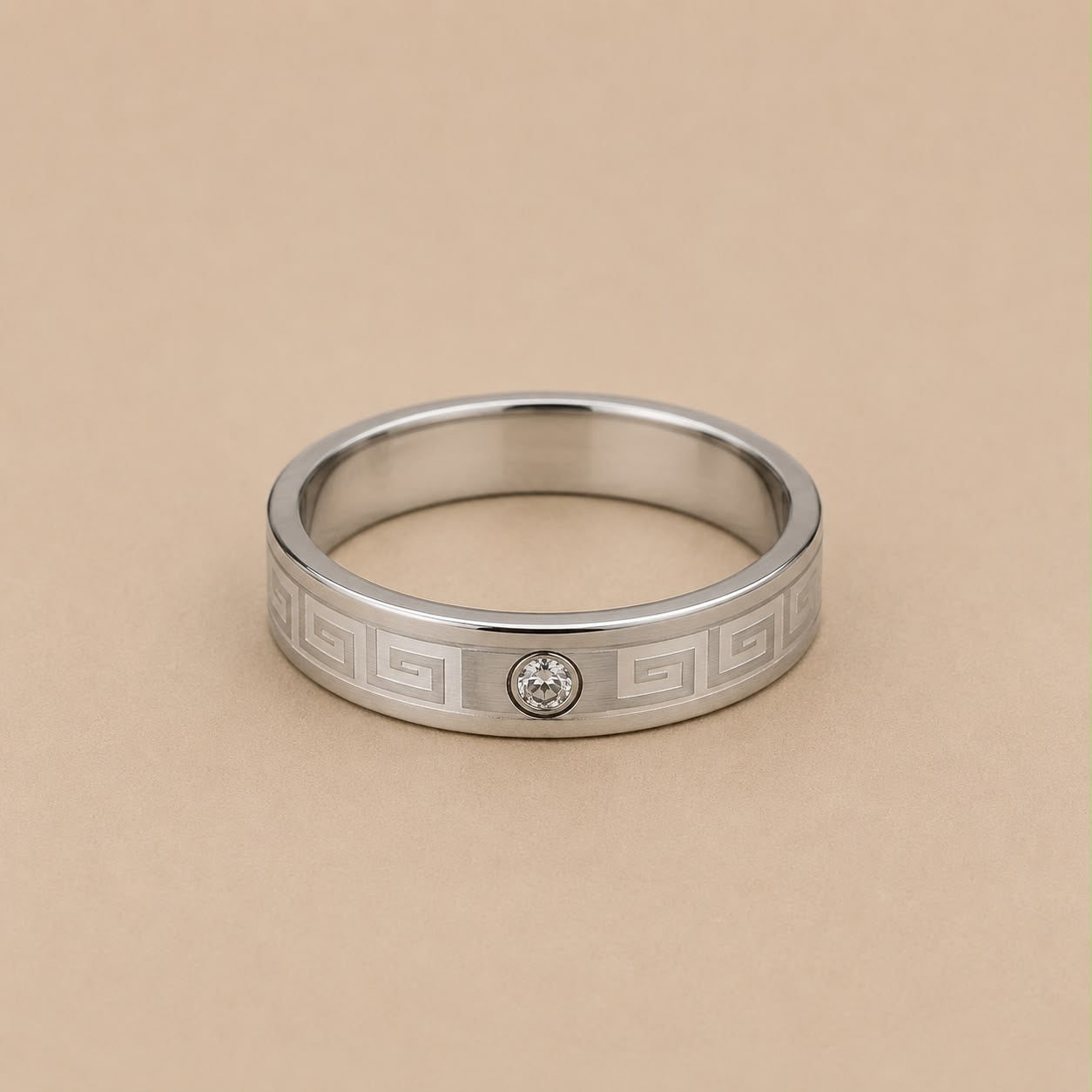 Anillo Acero Inoxidable Cenefa Griega