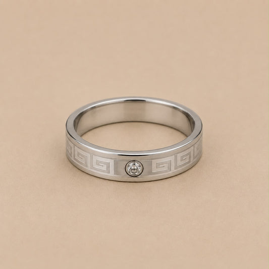 Anillo Acero Inoxidable Cenefa Griega