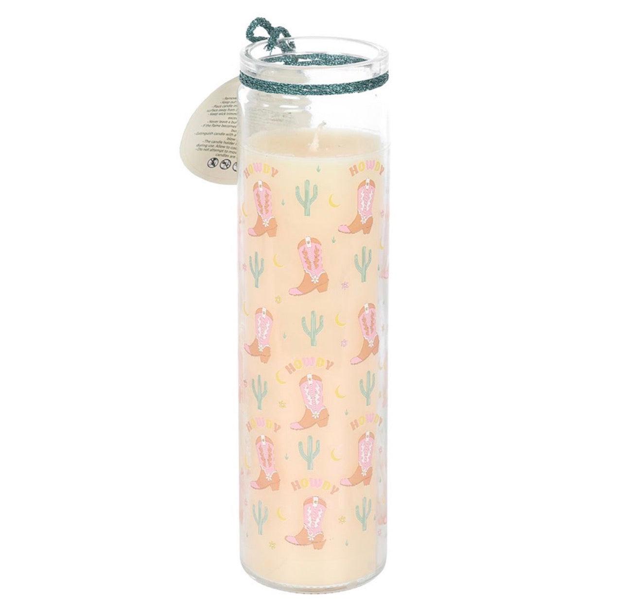 VELA DE TUBO FLORAL CON ESTAMPADO DE BOTAS DE VAQUERO HOWDY