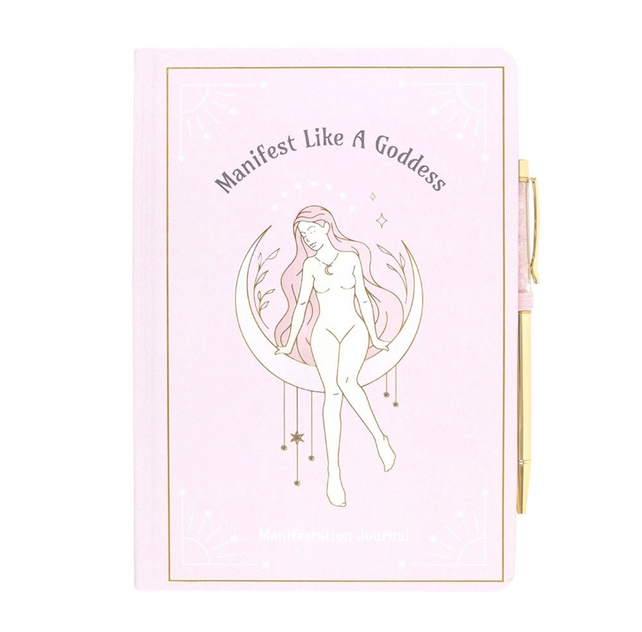 Libreta DE MANIFESTACIÓN GODDESS ENERGY A5 Y BOLÍGRAFO DE CRISTAL DE CUARZO ROSA