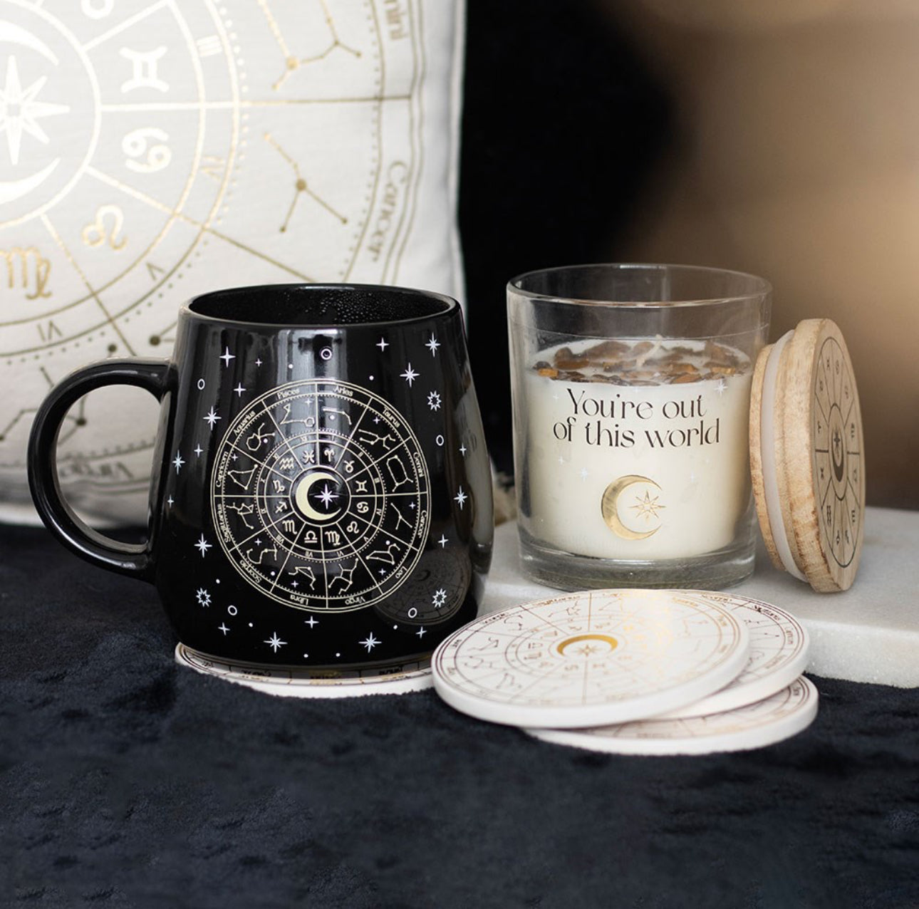 TAZA QUE CAMBIA EL COLOR CON RUEDA DE ASTROLOGÍA