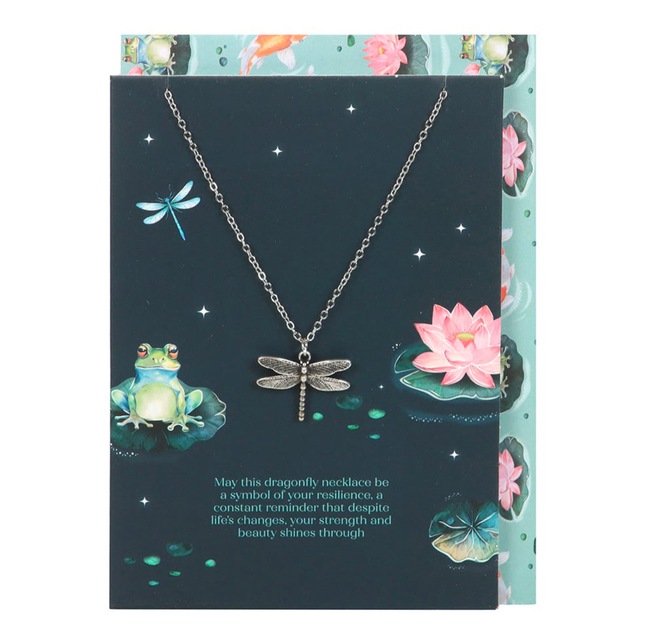 Collar de libélula en tarjeta de felicitación