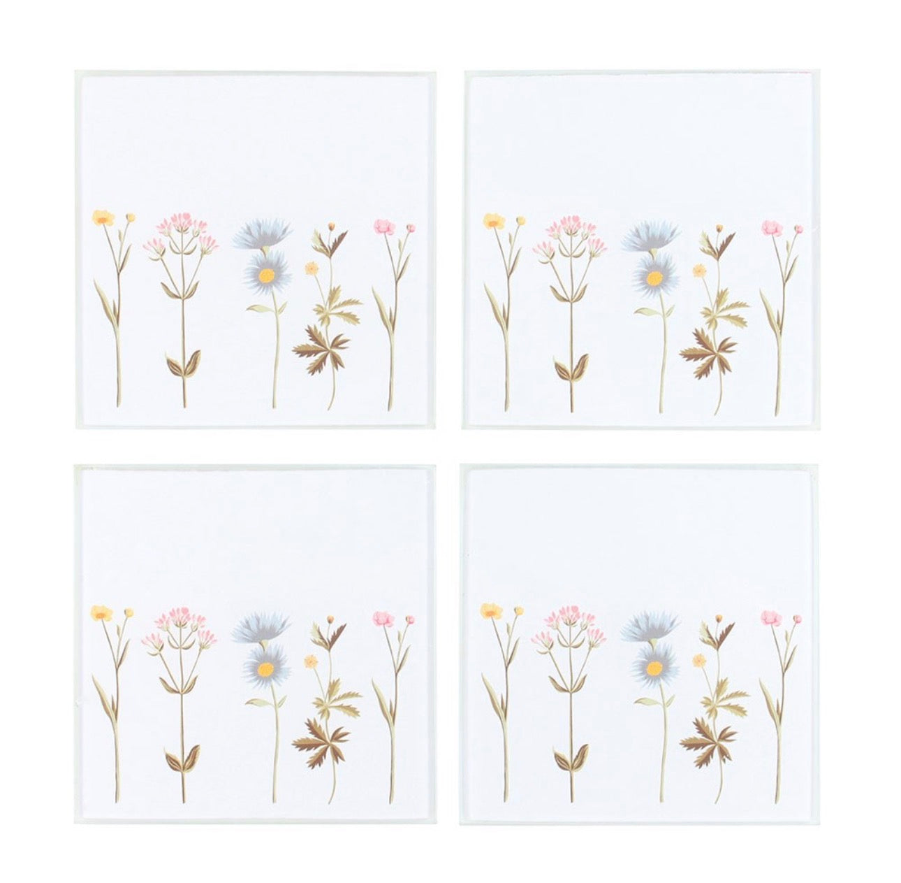JUEGO DE POSAVASOS DE VIDRIO CON FLORES