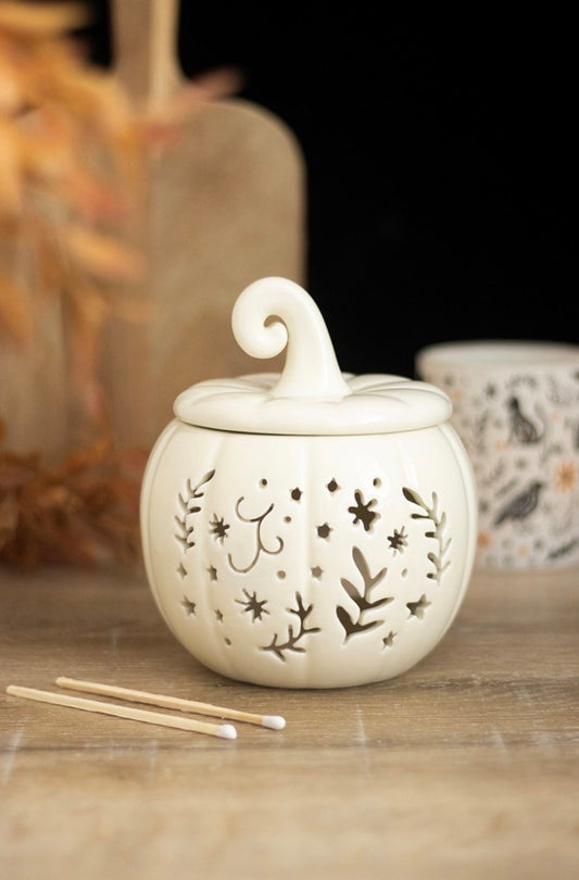 QUEMADOR DE ACEITE Y CALENTADOR DE CERA CREAM FOLK CON FORMA DE CALABAZA