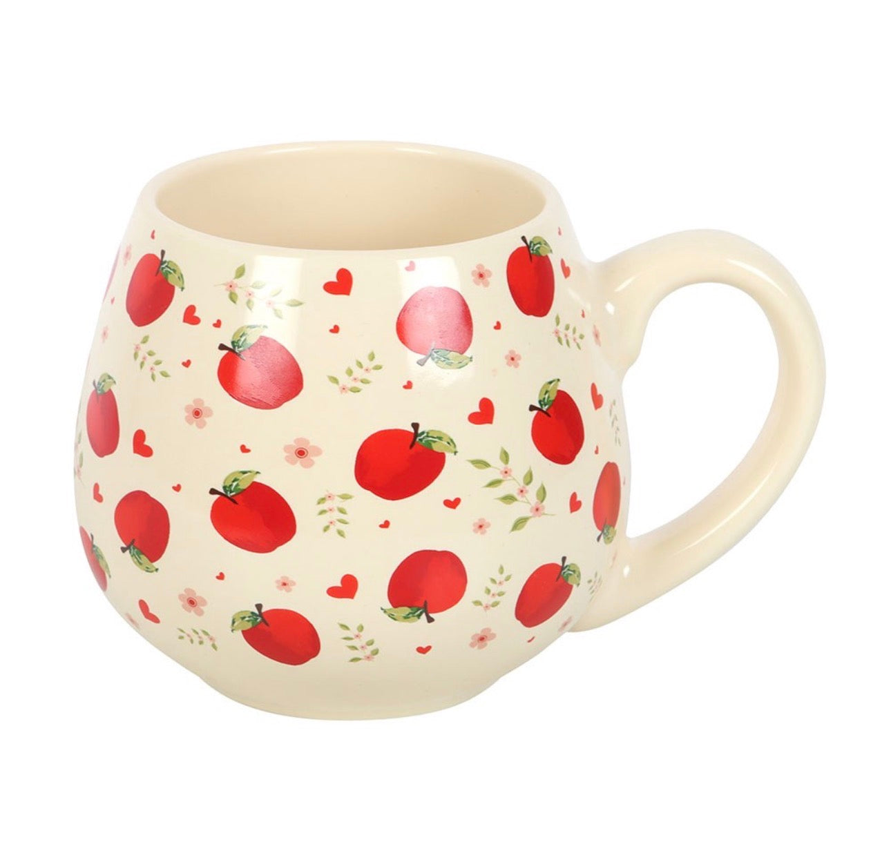 TAZA REDONDA CON ESTAMPADO DE MANZANA