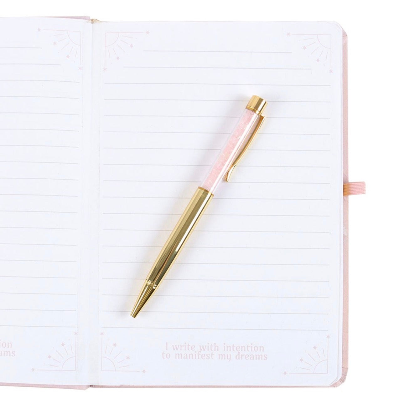 Libreta DE MANIFESTACIÓN GODDESS ENERGY A5 Y BOLÍGRAFO DE CRISTAL DE CUARZO ROSA