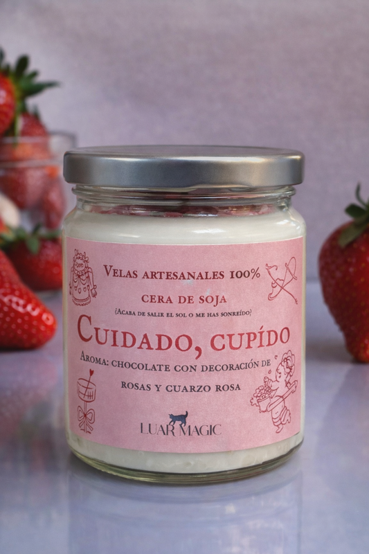 Vela artesanal cuidado, cupido colección San Valentín