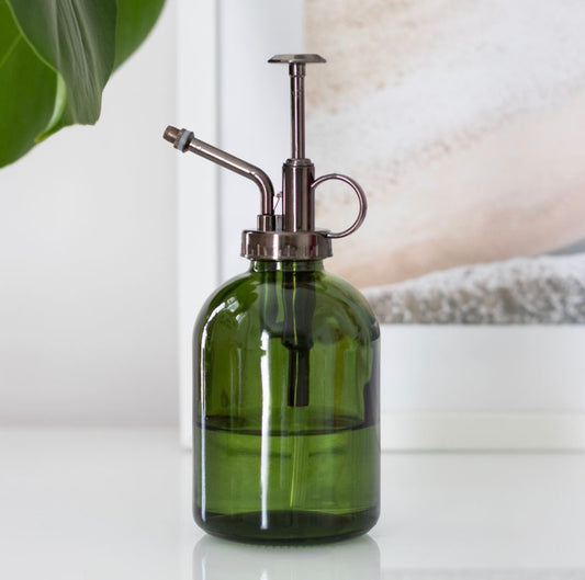PULVERIZADOR DE AGUA PARA PLANTAS, DE CRISTAL, MINIMALISTA Y EN COLOR VERDE