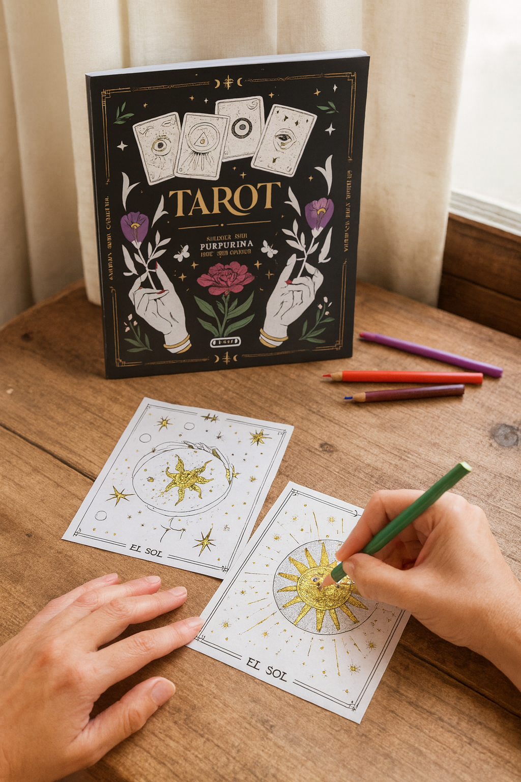 Cuaderno del Tarot Láminas con Purpurina para colorear