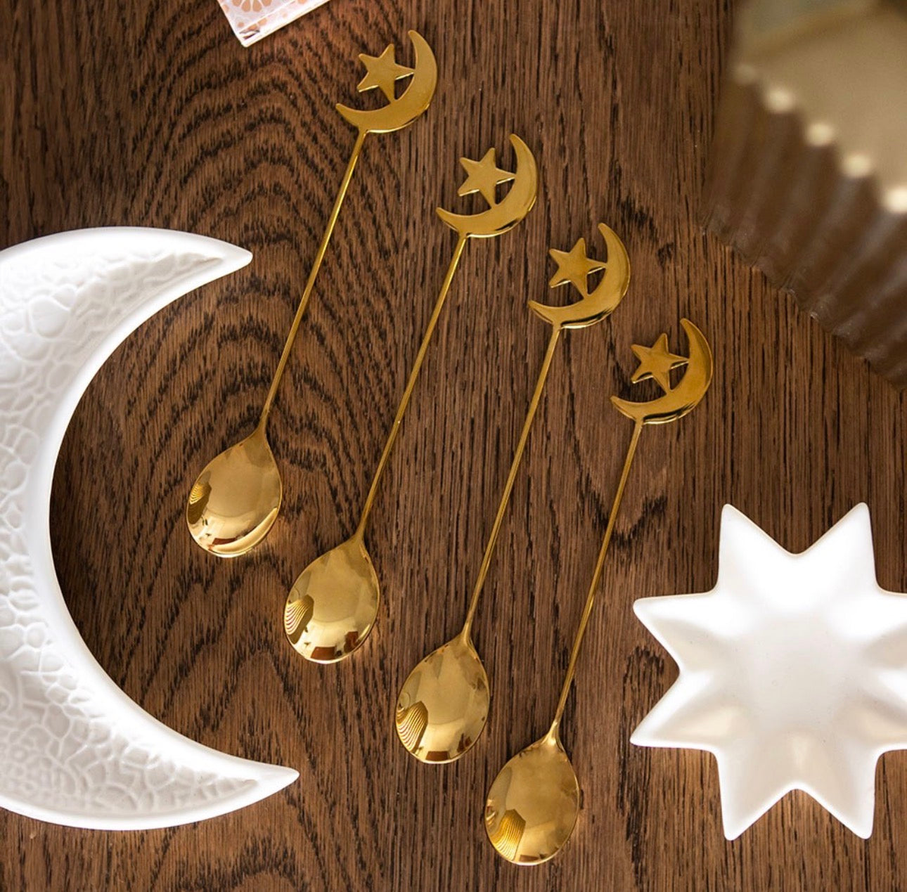JUEGO DE 4 CUCHARITAS DE ESTRELLA Y LUNA