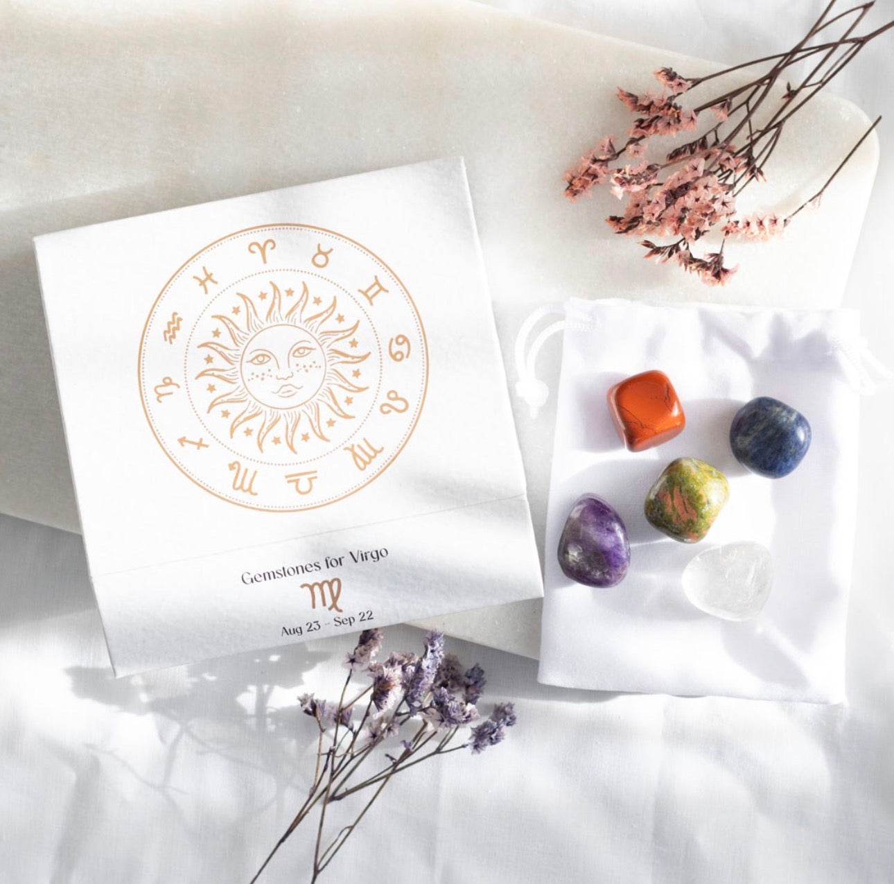 JUEGO DE PIEDRAS RODADAS DE CRISTAL DE VIRGO