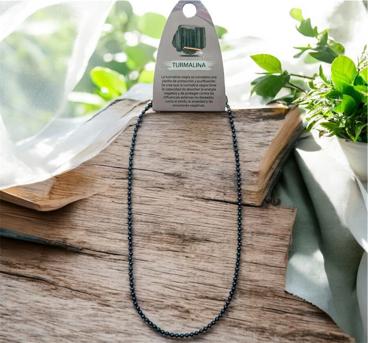 Collar Turmalina 3 mm 40+5 Cms