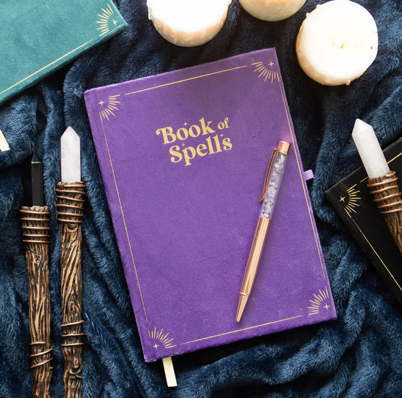 Libreta del Libro de Hechizos con Bolígrafo de Cristal de Amatista