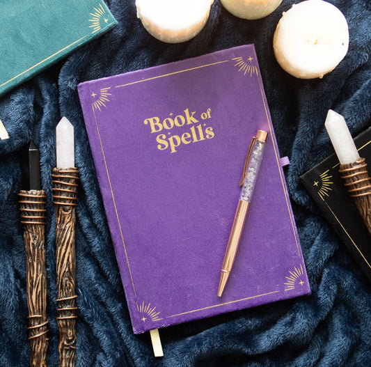 Libreta del Libro de Hechizos con Bolígrafo de Cristal de Amatista