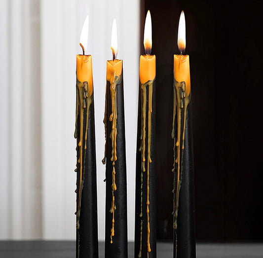 JUEGO DE 4 VELAS CÓNICAS CON FORMA DE VENTILACIÓN DE CALABAZA