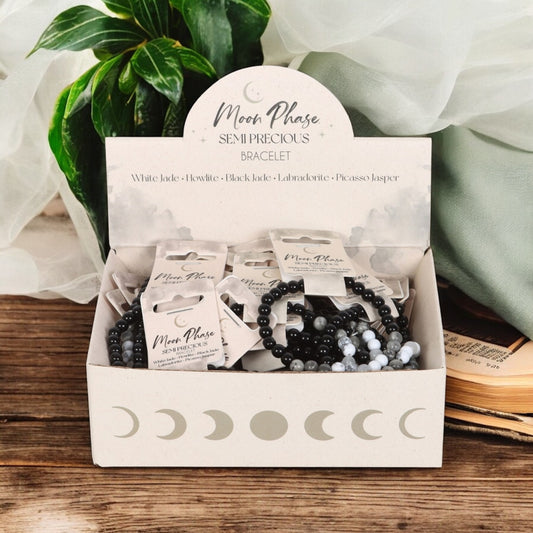 Pulseras de Turmalina negra con fases lunares