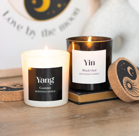 SET DE 2 VELAS YIN YANG DE OUD NEGRO Y COCO