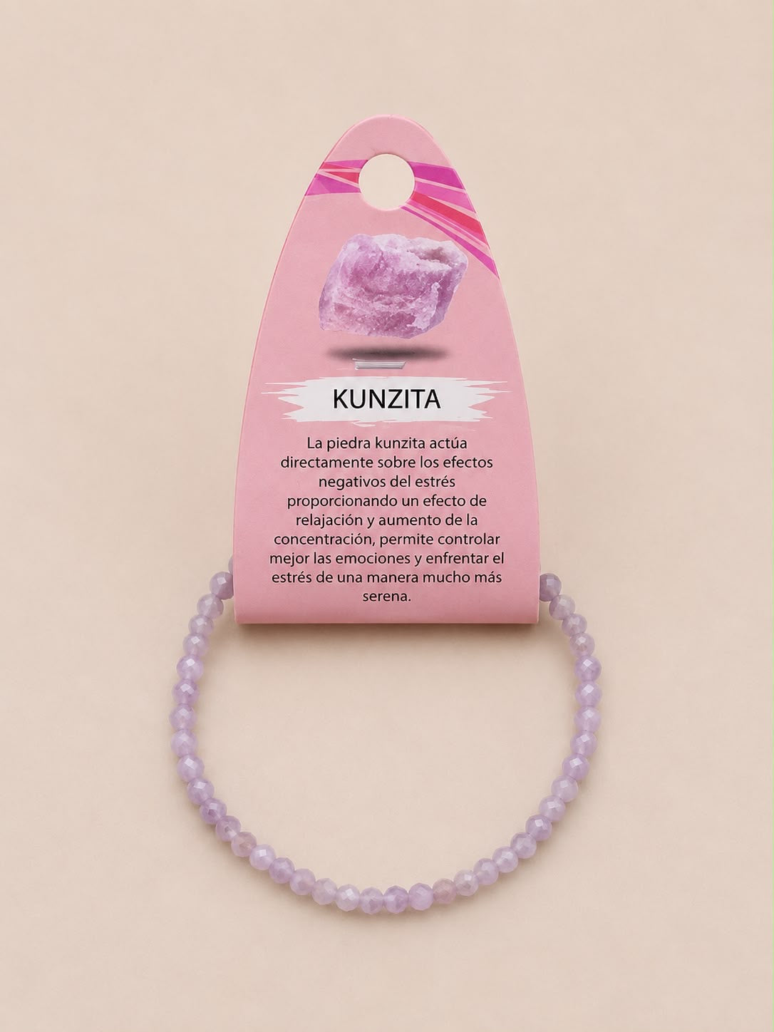 Pulsera Facetada Piedra Natural Kunzita 3 mm