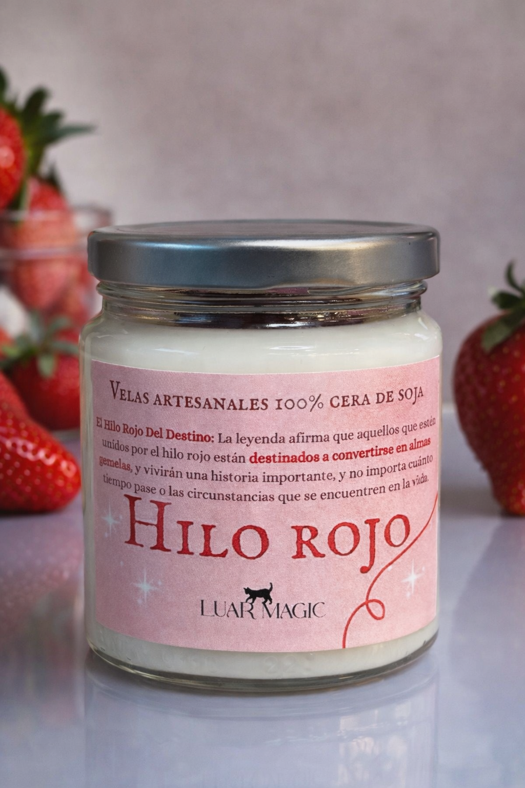 Vela artesanal Hilo rojo colección San Valentín
