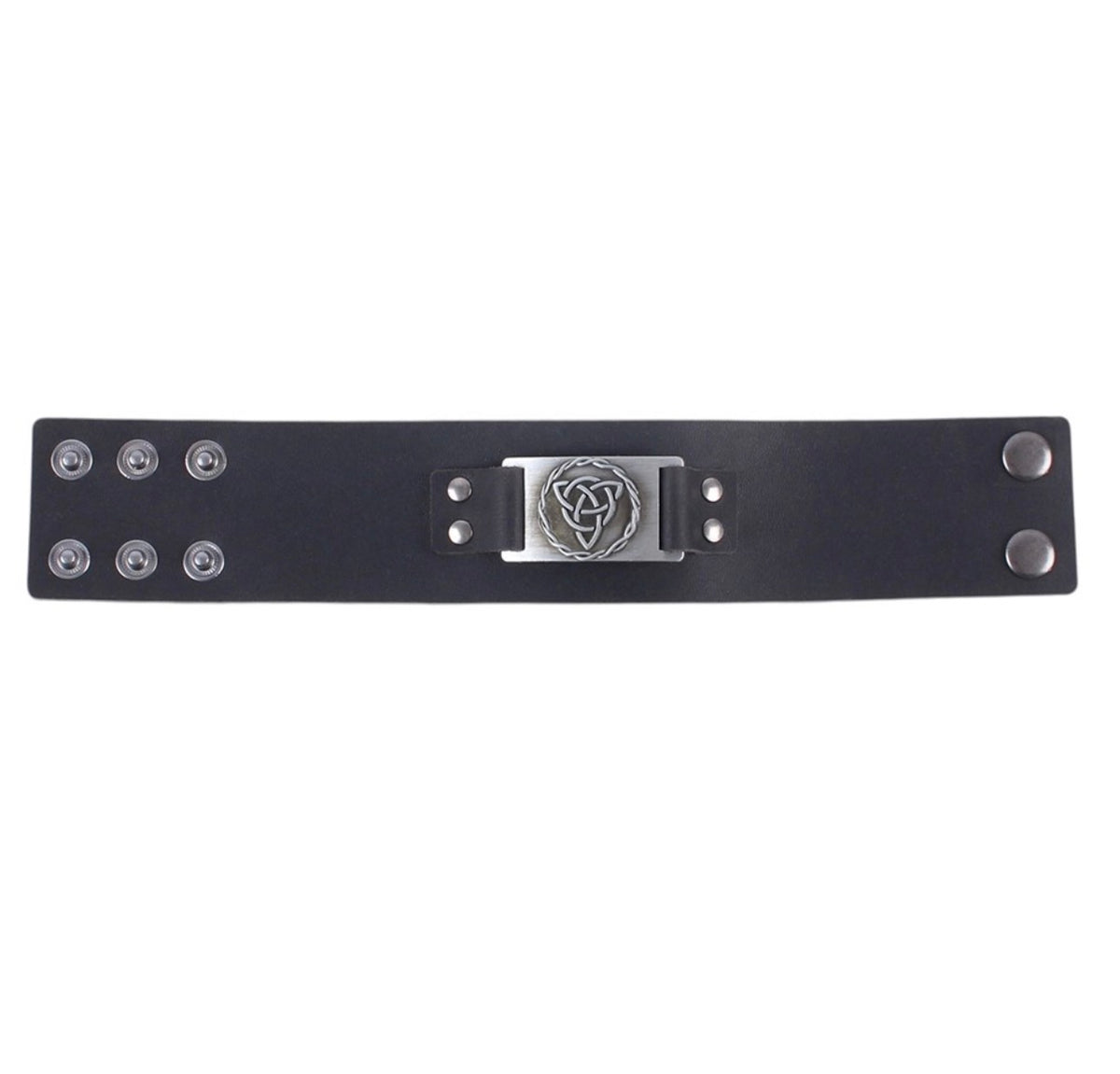 PULSERA DE CUERO CON NUDO TRIQUETRA CELTA NEGRO