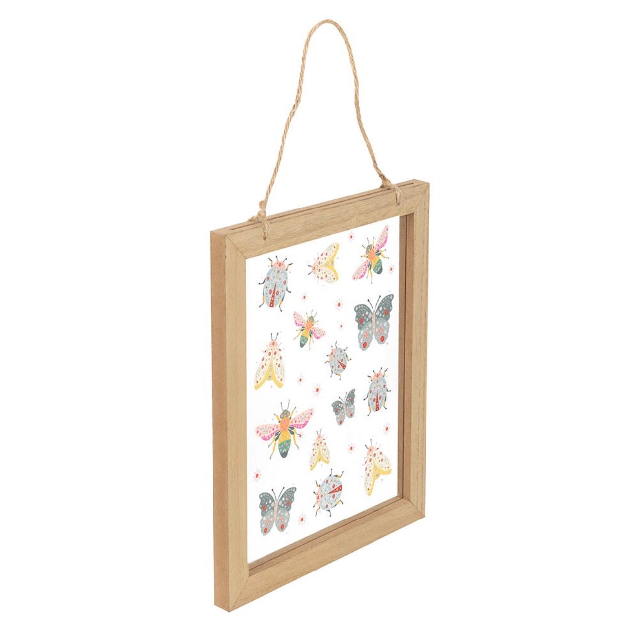 COLGANTE DE PARED DE VIDRIO CON ESTAMPADO FLORAL DE INSECTOS