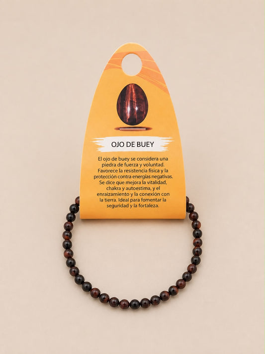 Pulsera Piedra Natural Ojo De Buey 4 mm