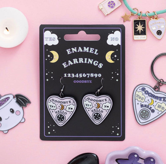 PENDIENTES DE PLANCHETTE CON TABLERO DE PALABRAS EN TEXTO PASTEL