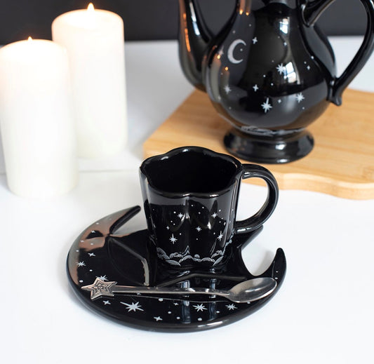 JUEGO DE TAZA, PLATO Y CUCHARA PARA CAFÉ ESPRESSO
