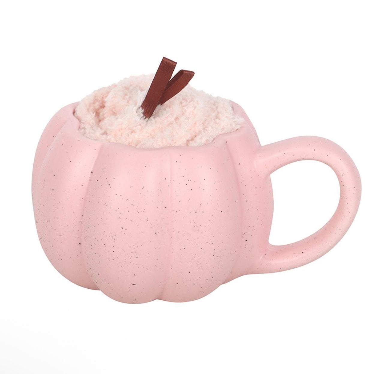 JUEGO DE TAZA Y CALCETINES CON DISEÑO DE CALABAZA ROSA