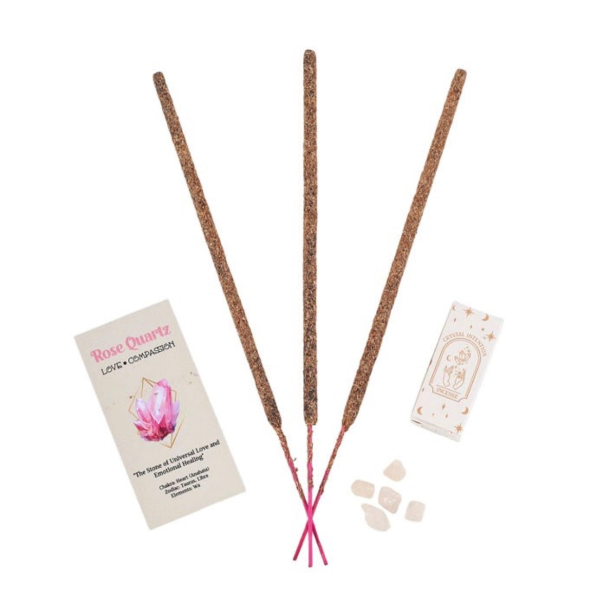 INCIENSO «NATIVE SOUL CRYSTAL INTENTIONS» CON TROCITOS DE CUARZO ROSA