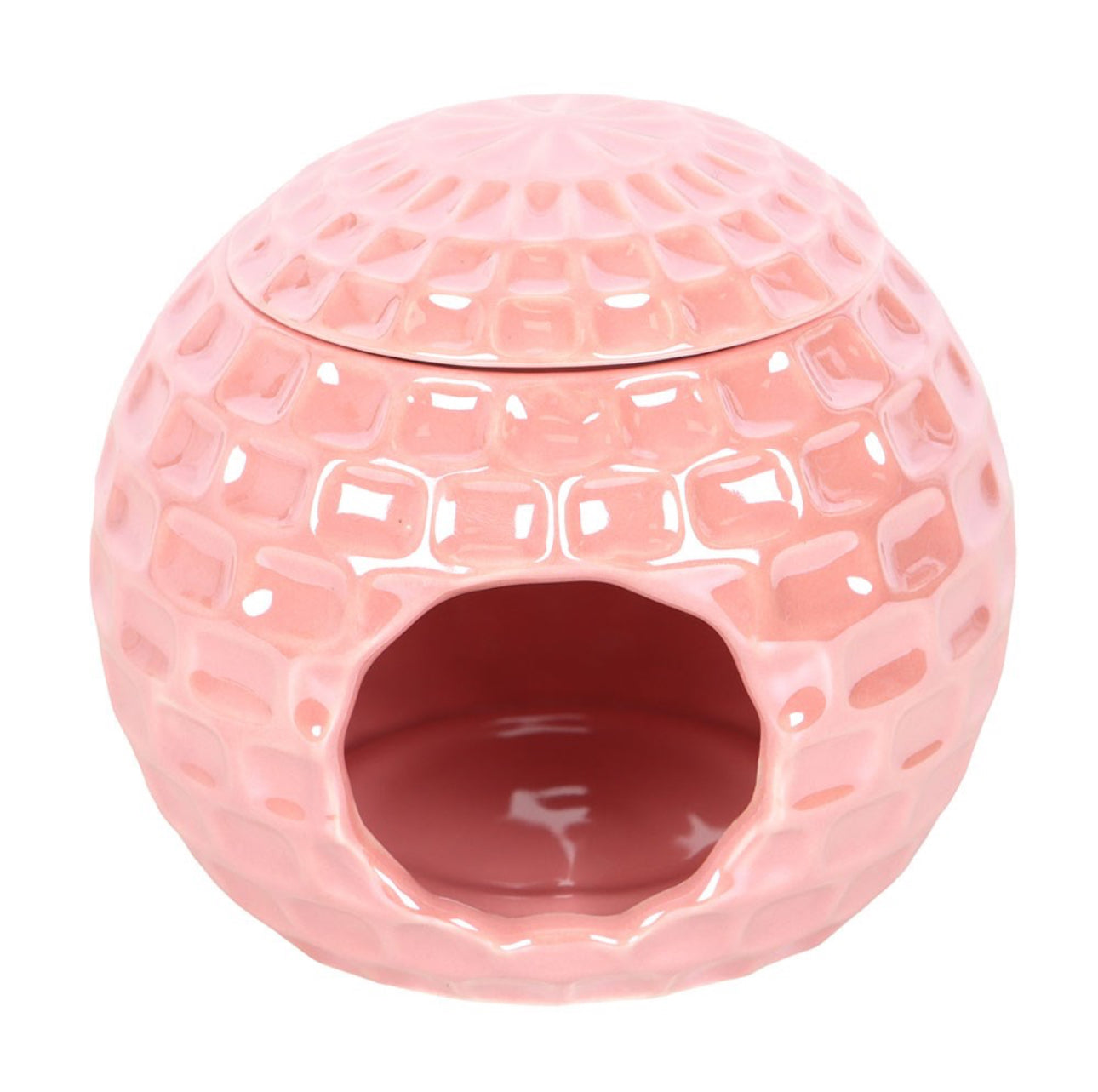 QUEMADOR DE ACEITE CON BOLA DE DISCOTECA ROSA