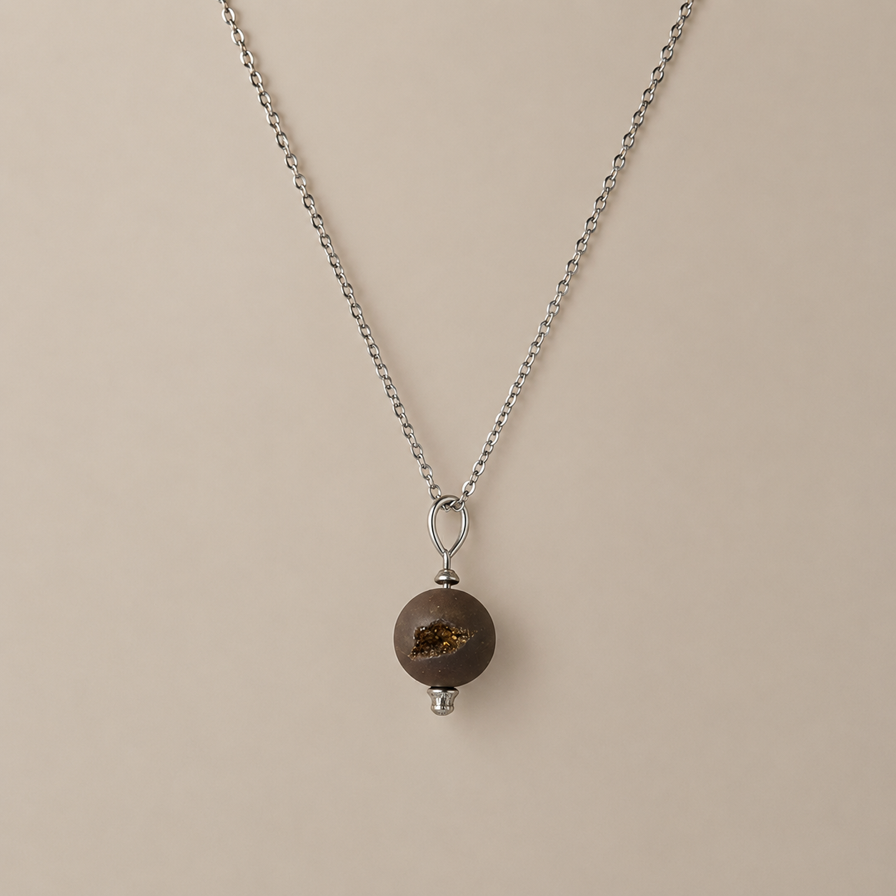 Colgante Aqua Aura Marrón con Drusa plata 925