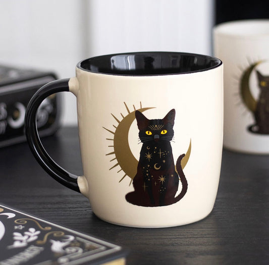 TAZA DE GATO NEGRO MÁGICO SENTADO