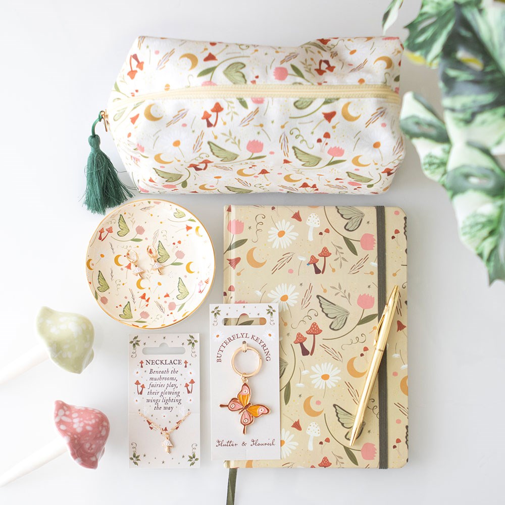 Bolsa de maquillaje con estampado de hadas folclóricas