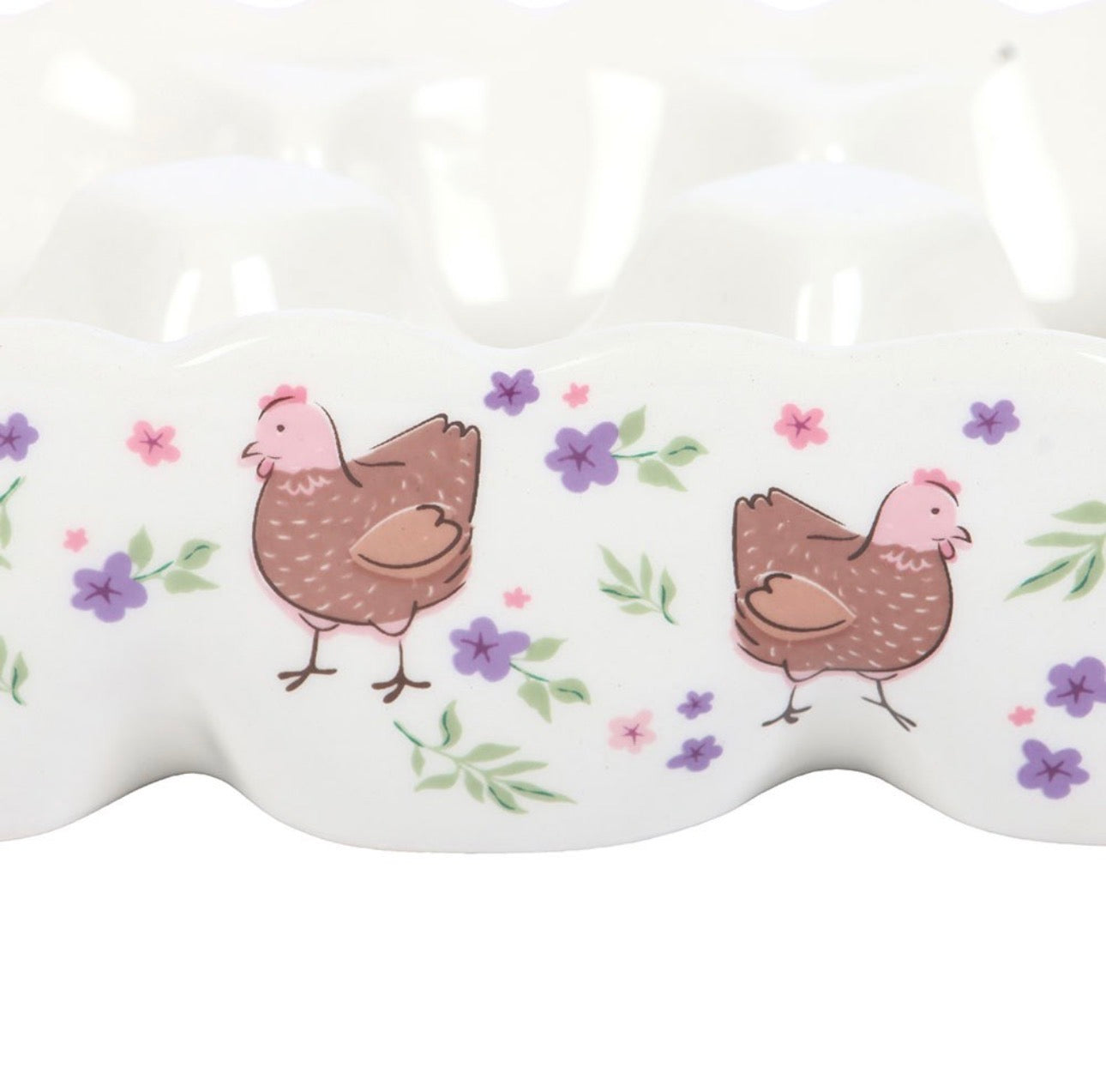 HUEVERA DE CERÁMICA CON ESTAMPADO DE GALLINA