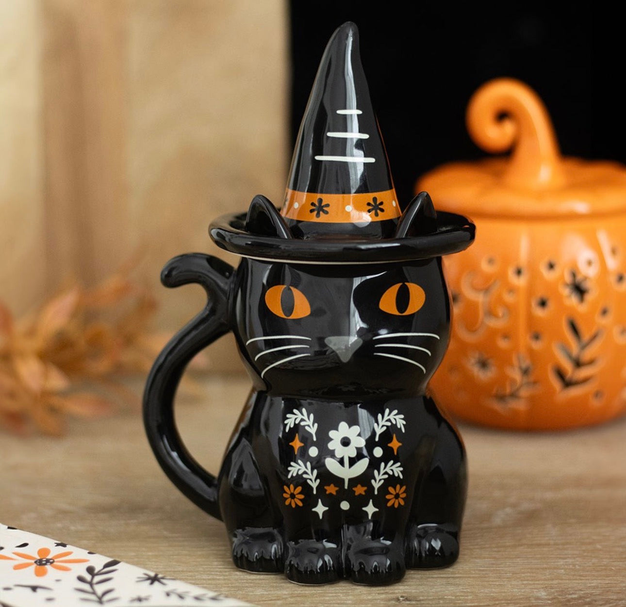 TAZA CON TAPA DE GATO NEGRO DE FRIGHTFUL FOLK