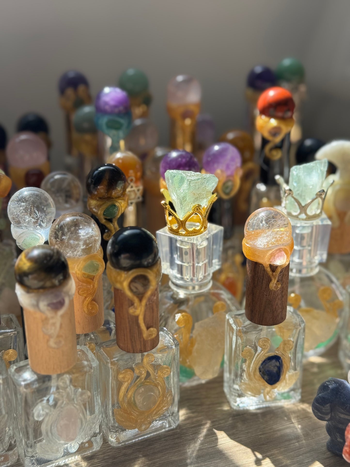 Frascos ritualizados con minerales
