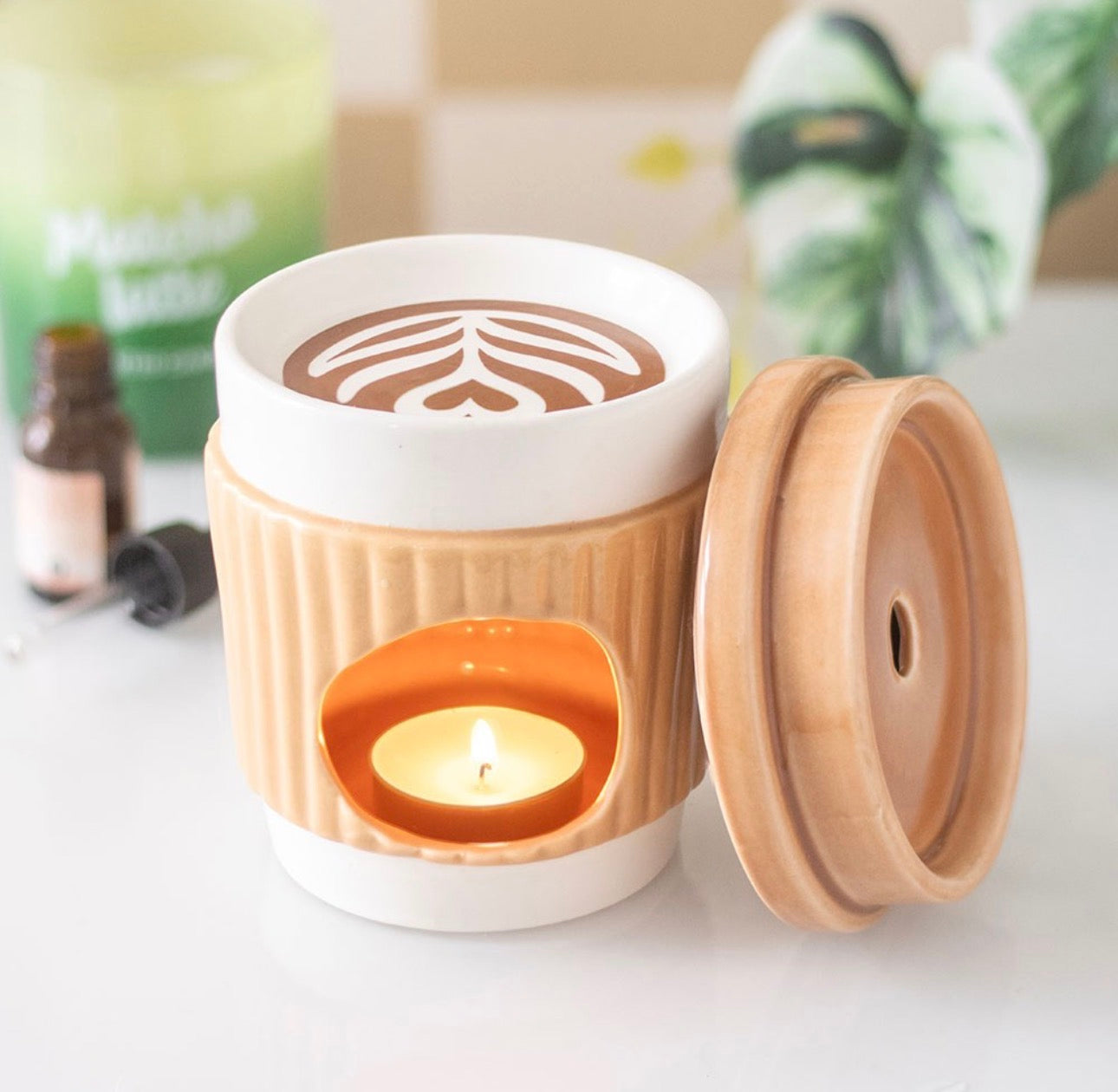 QUEMADOR DE ACEITE CON FORMA DE TAZA DE CAFÉ