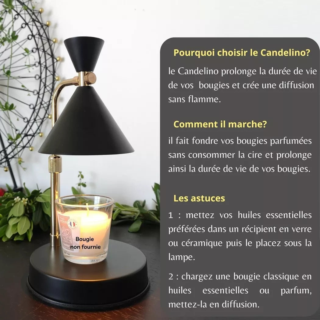 Lámpara difusora de velas sin humo y más duradera color negro