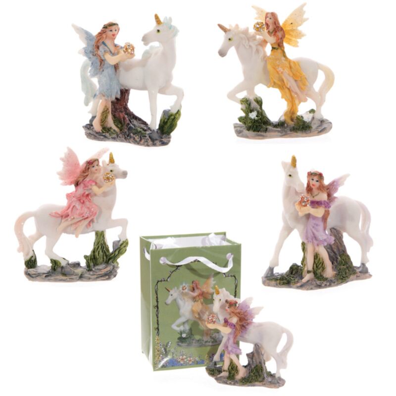 Figura Hada Floral y Unicornio con bolsa de regalo