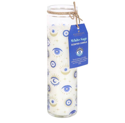 VELA DE TUBO DE SALVIA BLANCA «ALL SEEING EYE»