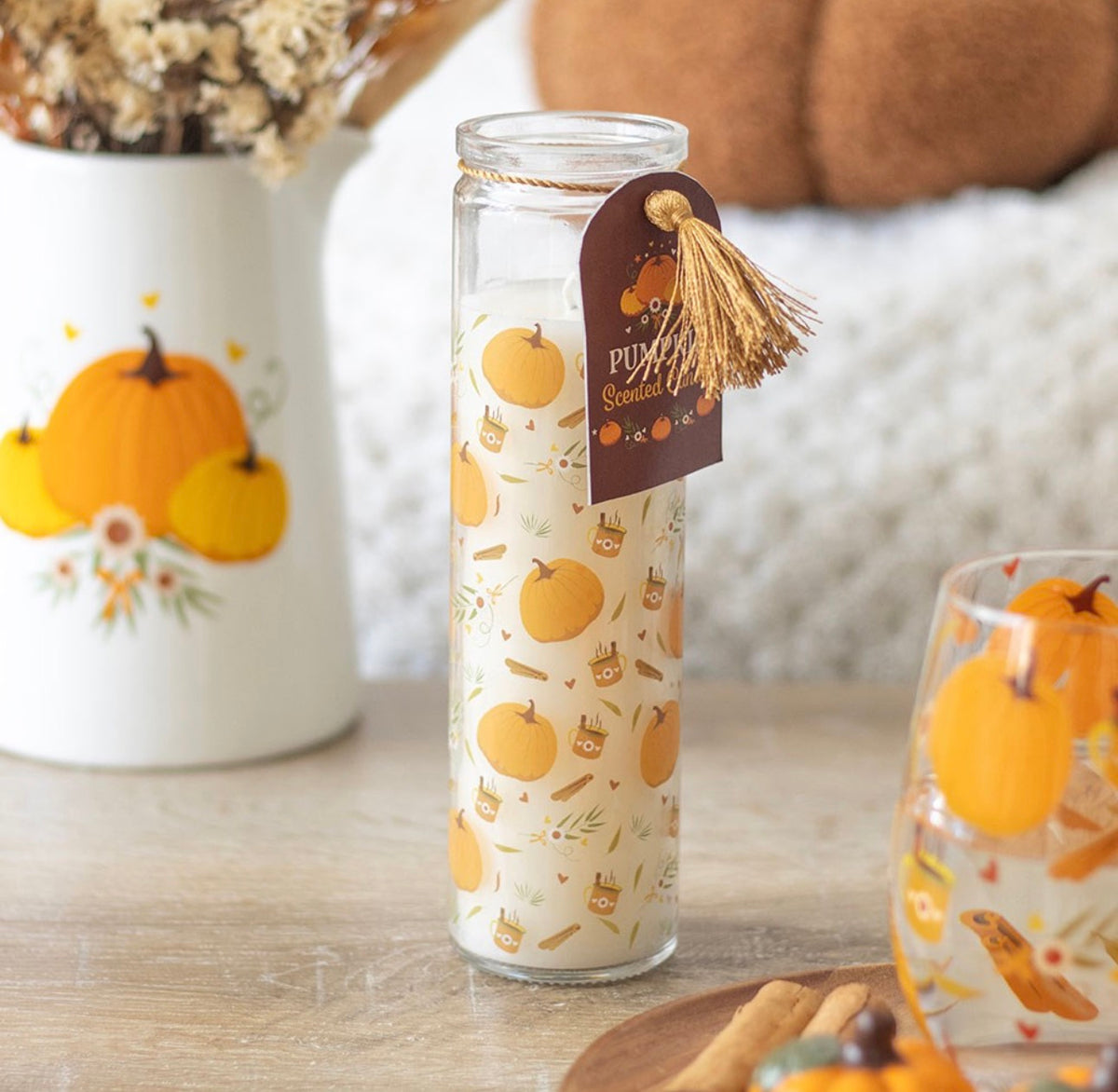 VELA DE TUBO CON ESTAMPADO DE CALABAZA