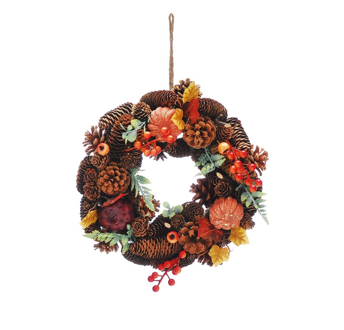 CORONA DE HOJAS DE CALABAZA OTOÑAL DE 30 CM